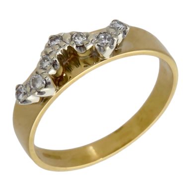 Pre-Owned 9ct Yellow Gold Diamond Set Zigzag Wave Band Ring