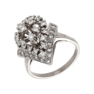 Pre-Owned 14ct White Gold Diamond Teardrop Cluster Ring