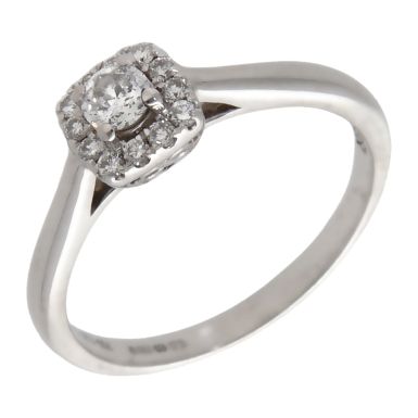 Pre-Owned 18ct White Gold 0.25ct Diamond Halo Cluster Ring