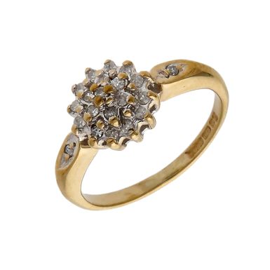 Pre-Owned 9ct Yellow Gold Diamond Cluster Ring