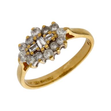 Pre-Owned 18ct Yellow Gold 0.75ct Diamond Boat Cluster Ring