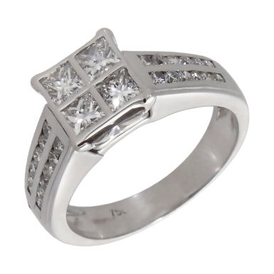 Pre-Owned 18ct White Gold 1.36ct Mixed Cut Diamond Cluster Ring