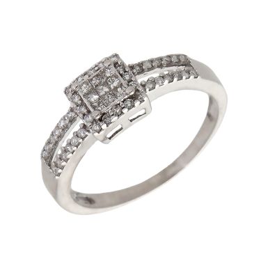 Pre-Owned 18ct White Gold Mixed Cut Diamond Cluster Ring