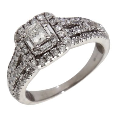 Pre-Owned 18ct White Gold Mixed Cut 1.00ct Diamond Cluster Ring