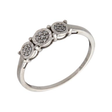 Pre-Owned 9ct White Gold Diamond Cluster Trilogy Ring