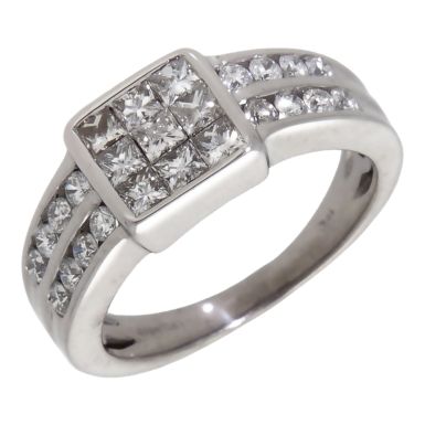 Pre-Owned 18ct White Gold 0.75ct Mixed Cut Diamond Dress Ring