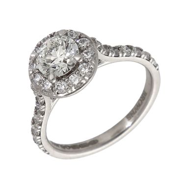 Pre-Owned Platinum & 18ct Gold 1.23ct Diamond Halo Ring