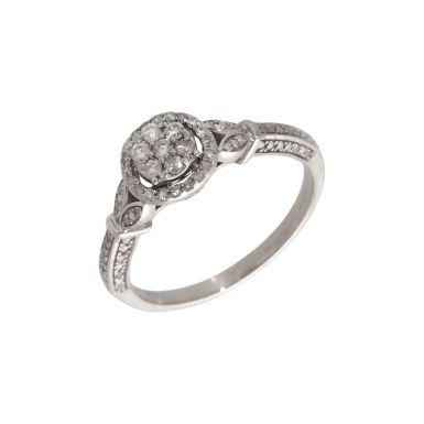 Pre-Owned 9ct White Gold 0.25ct Diamond Cluster Ring