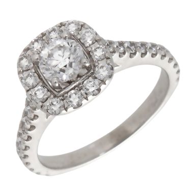 Pre-Owned 14ct White Gold Diamond Halo Cluster Ring