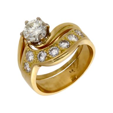 Pre-Owned 14ct Yellow Gold 1.37ct Diamond Twist Bridal Ring Set