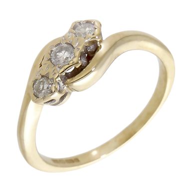 Pre-Owned 9ct Gold Illusion Set Diamond Trilogy Twist Ring