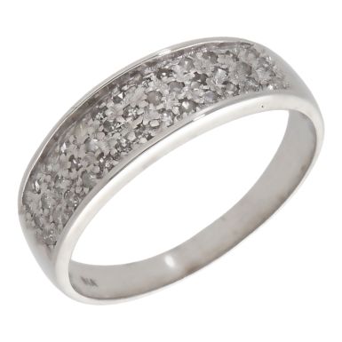 Pre-Owned 9ct White Gold Diamond Set Domed Band Dress Ring