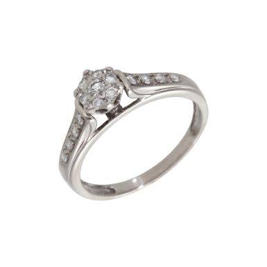 Pre-Owned 9ct White Gold 0.195ct Diamond Cluster Ring