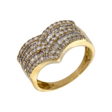 Pre-Owned 9ct Gold 1.00ct Mixed Cut Diamond Half Wishbone Ring