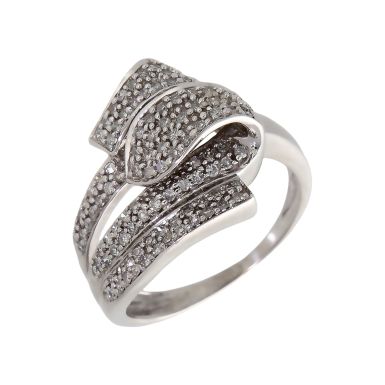Pre-Owned 9ct White Gold 0.50ct Diamond Wave Dress Ring