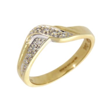 Pre-Owned 9ct Yellow Gold Diamond Set Wave Shaped Dress Ring