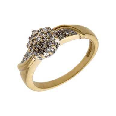 Pre-Owned 9ct Yellow Gold Diamond Cluster Ring
