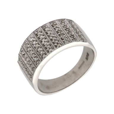 Pre-Owned 9ct White Gold Diamond Multi Row Band Dress Ring