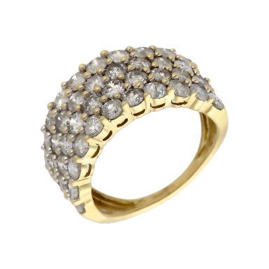 Pre-Owned 9ct Yellow Gold 4 Row Diamond Dress Ring