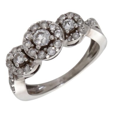 Pre-Owned 18ct White Gold 0.50ct Diamond Triple Cluster Ring