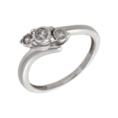 Pre-Owned 9ct White Gold 0.15ct Diamond Trilogy Twist Ring