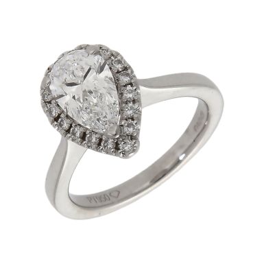Pre-Owned Platinum Pear Cut GIA Diamond Halo Ring