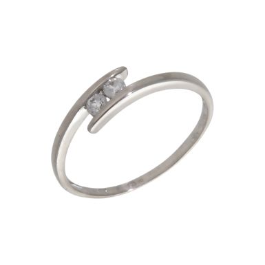 Pre-Owned 9ct White Gold 2 Stone Diamond Crossover Twist Ring