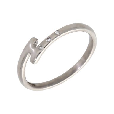 Pre-Owned 18ct White Gold Diamond Set Crossover Twist Ring