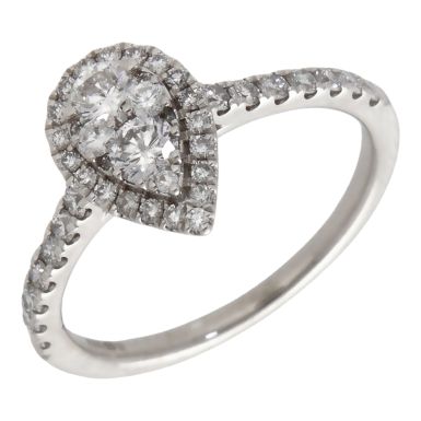 Pre-Owned 18ct White Gold 0.75ct Diamond Pear Cluster Ring