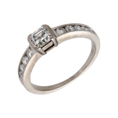 Pre-Owned 18ct White Gold Asscher Cut Diamond Solitaire Ring