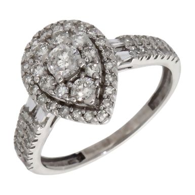 Pre-Owned 18ct White Gold 0.80ct Diamond Pear Cluster Ring