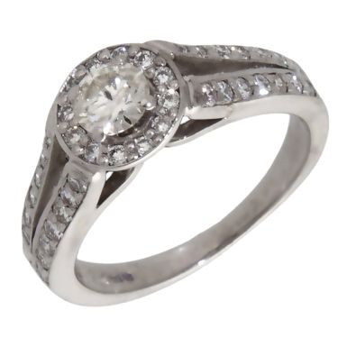 Pre-Owned 18ct White Gold 0.75ct Diamond Halo Cluster Ring
