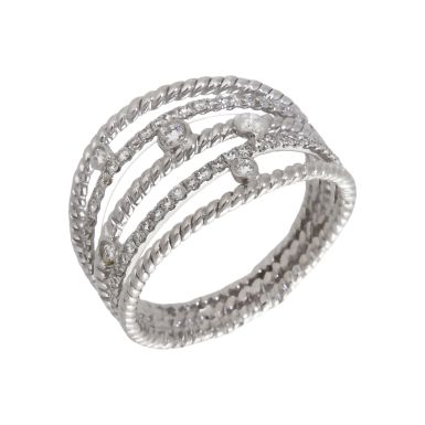 Pre-Owned 18ct White Gold 0.54ct Diamond Multi Row Bubble Ring