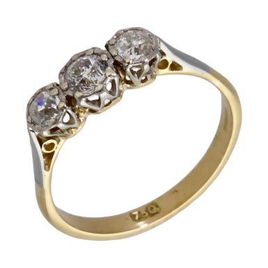 Pre-Owned 14ct Gold Old Cut Diamond Trilogy Ring
