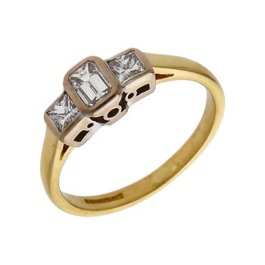 Pre-Owned 18ct Gold 0.50ct Mixed Cut Diamond Trilogy Ring