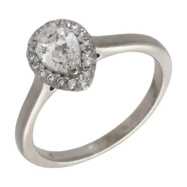 Pre-Owned 9ct White Gold 0.70ct Diamond Pear Cluster Ring