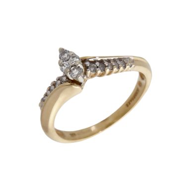 Pre-Owned 9ct Yellow Gold Mixed Cut Diamond Twist Ring