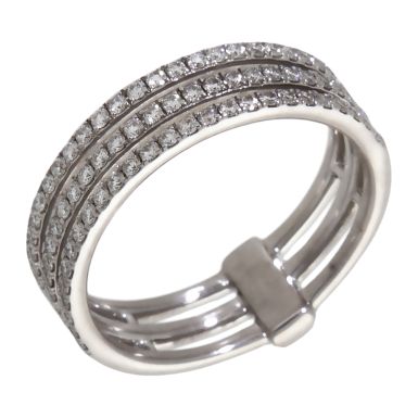 Pre-Owned 18ct White Gold Diamond Set 3 Row Band Ring