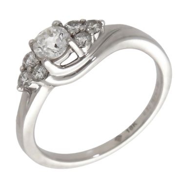 Pre-Owned 18ct White Gold 0.52ct Diamond Cluster Twist Ring