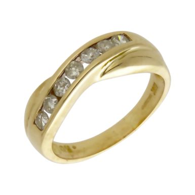 Pre-Owned 18ct Yellow Gold 0.50ct Diamond Crossover Wave Ring