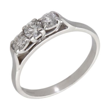 Pre-Owned 14ct White Gold 0.50ct Diamond Trilogy Ring