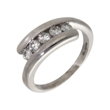 Pre-Owned 9ct White Gold 0.50ct Diamond 5 Stone Twist Ring