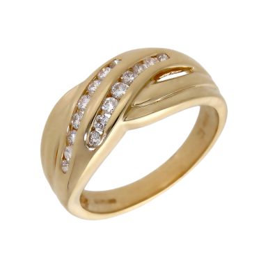 Pre-Owned 14ct Yellow Gold 0.33ct Diamond Crossover Wave Ring