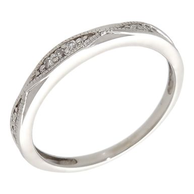 Pre-Owned Palladium Diamond Set Fancy Band Dress Ring