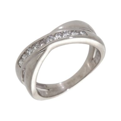 Pre-Owned 9ct White Gold 0.25ct Diamond Crossover Band Ring