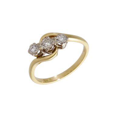 Pre-Owned 18ct Gold Illusion Set Diamond Trilogy Twist Ring