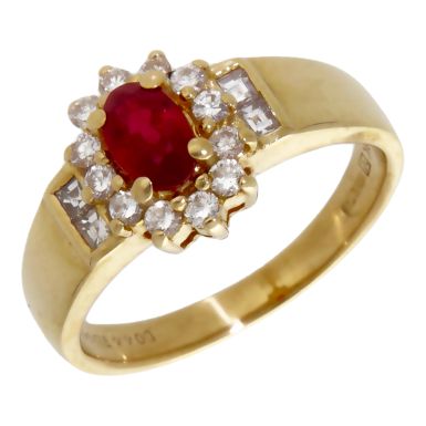 Pre-Owned 18ct Yellow Gold Ruby & Diamond Cluster Ring