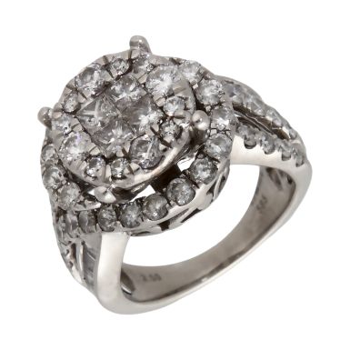 Pre-Owned 14ct White Gold 2.50ct Mixed Cut Diamond Cluster Ring