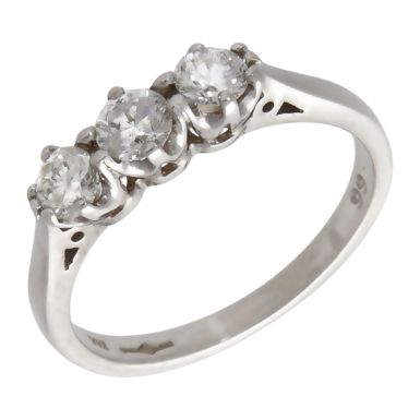 Pre-Owned Platinum 0.66ct Diamond Trilogy Ring