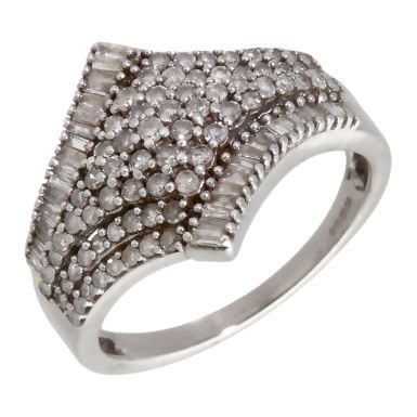 Pre-Owned 9ct White Gold Mixed Cut Diamond Cluster Ring